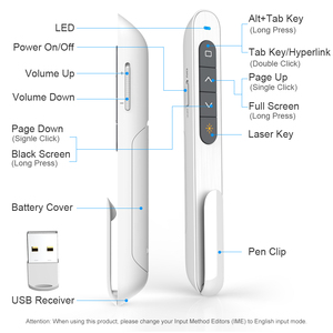 Trình Bày Không Dây 2.4GHz Với Con Trỏ Laser Trình Bày Điều Khiển Từ Xa PPT - Product Image 2