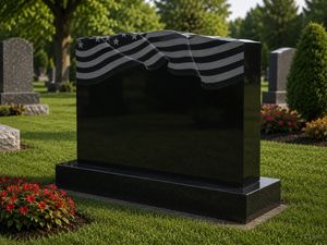 American Flag headstones and tombstones Germany Memorial Headstone Germany Black Granite Cemetery Headstone for Memorial - Product Image 3