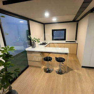<span class=keywords><strong>Maison</strong></span> conteneur modulaire préfabriquée de 20 pieds en acier galvanisé extensible, à deux étages, avec toit incliné et double ailes, pour chambre et bureau - Product Image 4