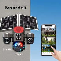 Caméra CCTV solaire à 4 objectifs, vision nocturne, étanche IP66, sans fil, 4G WiFi, PTZ, sécurité extérieure, audio bidirectionnel, carte SIM 4G