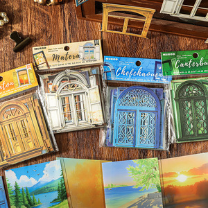 20 unids/pack Paquete de bocetos pequeña ciudad ventana Explorer serie esqueleto puerta y diseño de ventana manual decoración DIY - Product Image 4