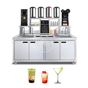 2024 Custom Bubble Tea Machine Refrigerate Working Water Bar Milk Tea Counter With Coffee Bar Equipment