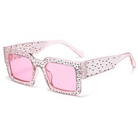 Nouveau style 2025 Lunettes de soleil unisexes à monture carrée intégrale, entièrement serties de diamants, UV400, style milliardaire, pour célébrités d'Internet et de la mode hip-hop