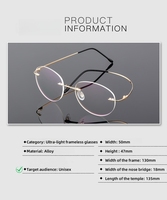 Prix usine Vintage rond sans cadre pliant en métal alliage de titane cadre de mémoire unisexe montures de lunettes de lunettes