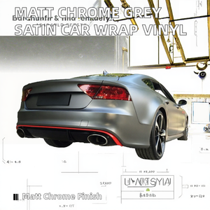 Vinilo Satinado Gris Cromo Mate para Envolver Automóviles, Adhesivo Gráfico para el Exterior del Vehículo - Product Image 2