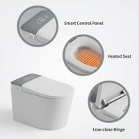 WC intelligent monobloc en céramique avec chasse d'eau électrique automatique, siège chauffant, capteur de pied et cuvette allongée pour salle de bain moderne
