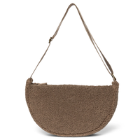 Sac à bandoulière portable en polaire sherpa imperméable, style robe demi-lune, avec logo personnalisé, idéal pour l'hiver et confortable