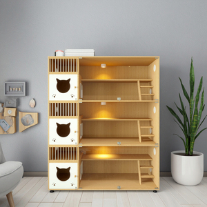 Kapalı kullanım için dayanıklı ahşap kedi kafesi, merdivenler ile çok katmanlı Pet muhafaza - Product Image 4