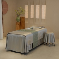 Housse de lit SPA gris clair de luxe, ensemble de draps de table de massage 4 pièces, couvre-lits épais pour salon de beauté, ensemble de lit de physiothérapie simple