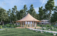 Maison préfabriquée en tente avec salle de bain, kits de cabanes en bois pour conditions météorologiques extrêmes et investissement à long terme, 4 saisons