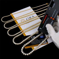 RINNTIN SMN Chaîne Tennis Diamant Moissanite VVS en Argent 925, 2MM 3MM 4MM 5MM Collier Bracelet Bijoux Hiphop Homme Femme