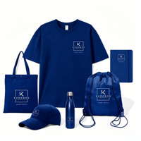 Ensembles promotionnels Hong-Fu : Sacs fourre-tout en coton, T-shirts, gobelets et casquettes personnalisés avec logo pour salons professionnels et cadeaux d'accueil