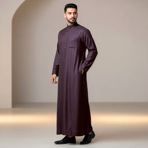 Премиум качество традиционная Jubbah Прямая Заводская Продажа Дубай Саудовская Аравия Аль мусульманская одежда Металлическая пуговица Djellaba Man - Product Image 6