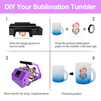 Tasse en verre dépoli de couleur dégradée à fond coloré de 11oz, impression par transfert de chaleur de sublimation, tasses en verre à café de 11oz, vente en gros