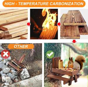 다람쥐와 다람쥐를위한 옥수수 속 홀더가있는 나무 둥근 다람쥐 피크닉 테이블 피더 작은 동물 응용 - Product Image 4