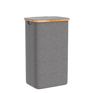 Panier de rangement à linge en bambou Panier de rangement en tissu sale de grande capacité avec couvercle amovible pour le linge - Product Image 3