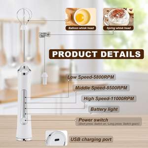เครื่องตีฟองนมแบบมือถือสำหรับกาแฟ ขายส่ง เครื่องผสมเครื่องดื่มแบบชาร์จไฟได้ พร้อมหัวตี 3 ระดับความเร็ว - Product Image 6