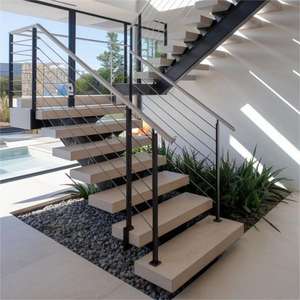 <span class=keywords><strong>Escalera</strong></span> <span class=keywords><strong>Interior</strong></span> Popular DB de Viga Única Recta con Peldaños Abiertos de <span class=keywords><strong>Madera</strong></span> Maciza <span class=keywords><strong>y</strong></span> Barandillas de Vidrio/Acero Inoxidable - Product Image 6