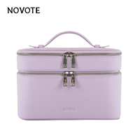 Sac à cosmétiques en cuir NOVOTE au prix d'usine pour femmes, sac de voyage portable à double compartiment, accessoires de voyage personnalisables, sacs à maquillage