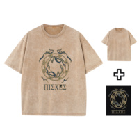 Camisetas de peso pesado con gráfico personalizado, camiseta de lavado ácido desgastado Vintage con impresión Digital, camisetas de gran tamaño con hombros caídos para hombres