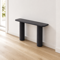 Table de couloir de luxe série Savannah 1500 mm en bois de frêne massif avec base nervurée, console pour décoration de hall d'entrée de luxe