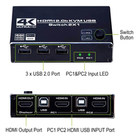 Pour HDMI 2.0 KVM commutateur séparateur 4K 60Hz USB commutateur adaptateur 2-en-1 sortie pour ordinateur portable partagé clavier souris moniteur-in
