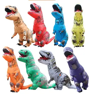 T Rex Kostum Halloween Hewan Tiup, Setelan Cosplay Dinosaurus untuk Pria Wanita Anak-anak Dewasa, Kostum Kartun Halloween Dinosaurus