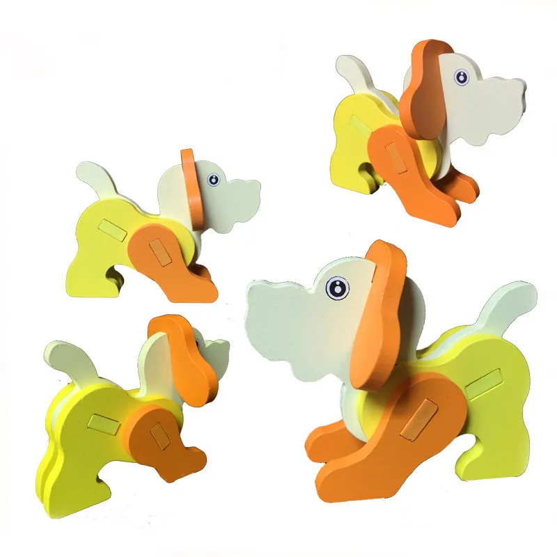 工場供給子供漫画動物教育モデルおもちゃ組み立てパズル3Dウッド
