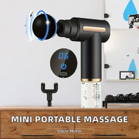 Pistolet de massage portatif sans fil mini pour le corps entier, appareil de massage des tissus profonds des muscles, moteur sans balais, 4 têtes de massage, télécommande sans fil