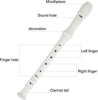 Descant Recorder Soprano Instrument Cleaning Rod Fingering Chart Detachable Baroque Style 8 Hole Open Holes C Key