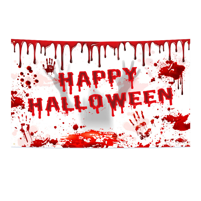 5x3ft Halloween Banner Custom Outdoor Party Birthday Halloween Flag Wall Art Decor Personalized