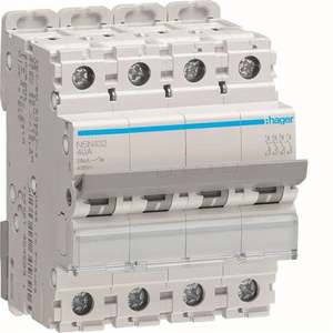 Interruttore automatico miniaturizzato Hager NSN432 personalizzabile 20kA 4P curva D 32A 4M - Product Image 1