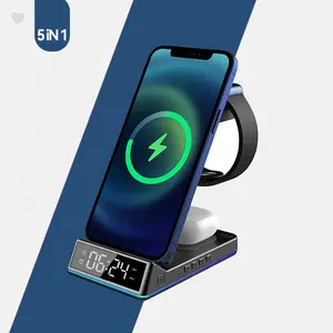 OEM ODM Factory Fast 15W 3in1 5 in 1 Wireless Charger Iwatch Airpods Wireless Phone Holder 3 in One for Iphone Type C Support Z6