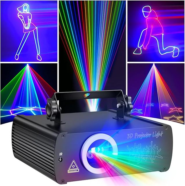 Factory 3D Animation Laser Light Voice Control DMX RGB Animation Laser Projection 10W Wedding Stage Party Laser Gobo Light