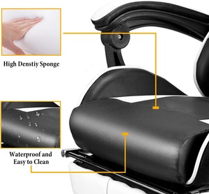 Günstige weiße anpassbare Pu Leder Massage Computers piel Stuhl Silla Gamer Racing Gaming Stühle mit Lichtern und Lautsprechern - Product Image 6
