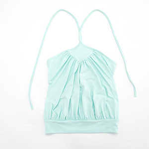 Viviblook Y26TP185 Women Summer Tank <b>Top</b> Sleeveless <b>Top</b> <b>Cross</b> Halter Pleated Elastic Suspender <b>Top</b> Casual Vest - Product Image 6