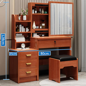 Esquina Rosa chica francesa tocador moderno tocador Panel madera exportación <span class=keywords><strong>maquillaje</strong></span> tocador <span class=keywords><strong>con</strong></span> <span class=keywords><strong>espejo</strong></span> y cajones para dormitorio - Product Image 4