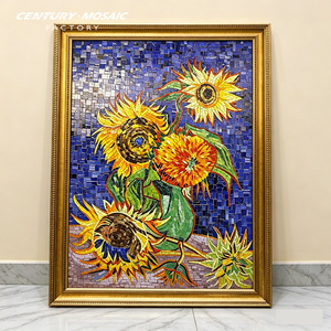 Mosaïque murale personnalisée Centurymosaic, <span class=keywords><strong>tournesols</strong></span> multicolores, mosaïque en verre artisanal, mosaïques murales pour le salon et le fond <span class=keywords><strong>de</strong></span> scène - Product Image 1