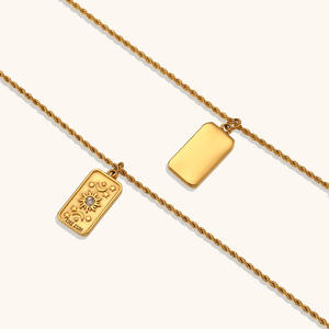 博艺批发热卖塔罗牌18k镀金防水不锈钢项链 - Product Image 4