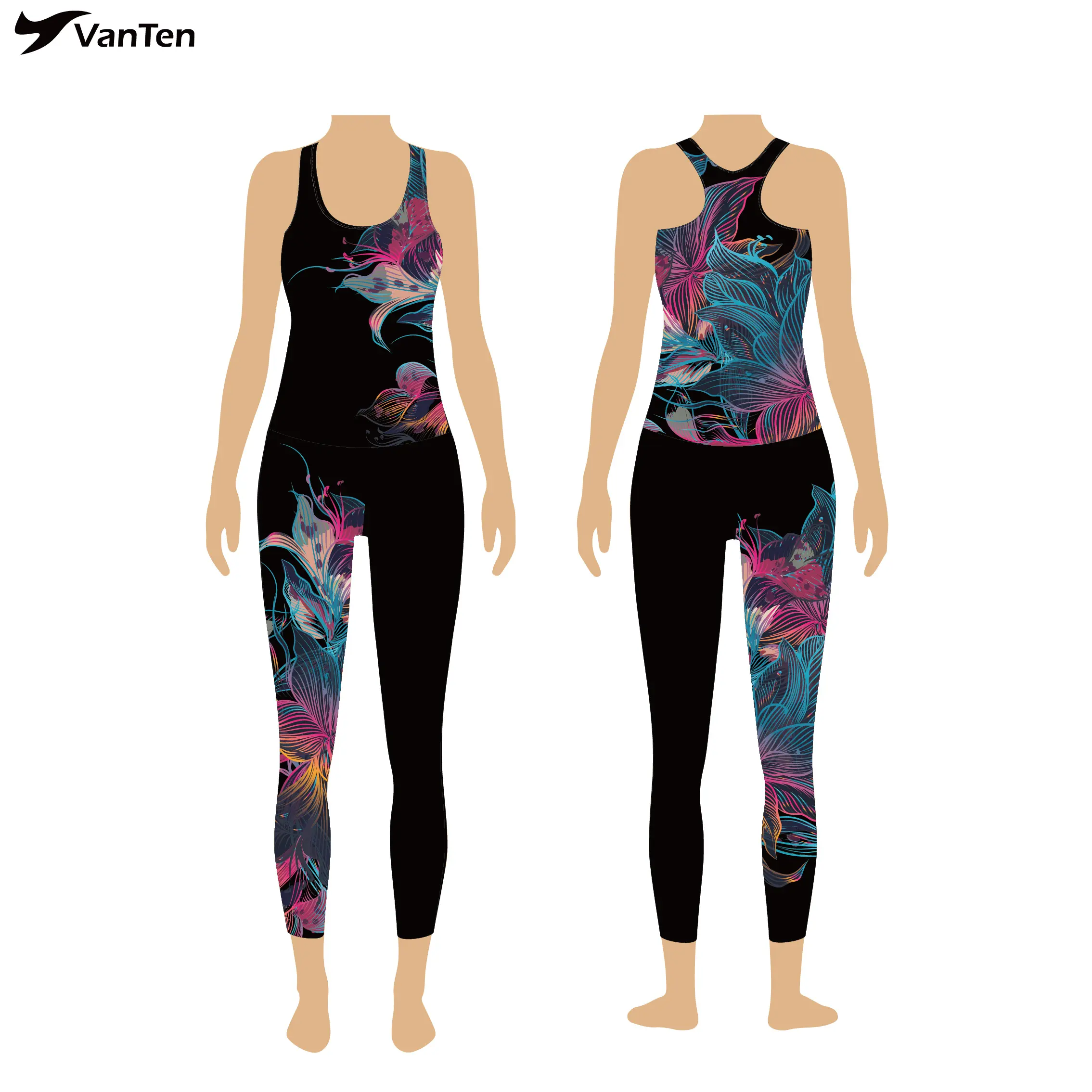 Desempenho treino catsuit mulheres activewear impresso womens bodysuit Fitness uma peça unitard