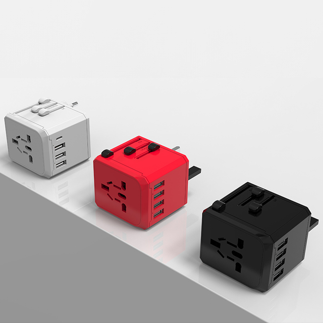 High Quality ABS Universal 5V 2.4A 4 USB C Travel Adapter International Plug Adapter Promotional Special Bag Parts Accessories