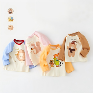 เสื้อชั้นใน/เสื้อคลุมเด็กชายและเด็กหญิง ผ้าฝ้ายเกรด A เสื้อยืดแขนยาวสำหรับเด็กทารก ฤดูใบไม้ผลิ/ฤดูใบไม้ร่วง เสื้อสเวตเชิ้ตเด็กชายและเด็กหญิง - Product Image 1