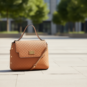 Sac cabas pour femme Fana Jacoba en microfibre, cuir synthétique, fermeture à rabat, bandoulière simple, motif monogramme, usage quotidien - Product Image 2