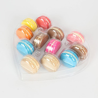 Boîte à macarons en PET transparent à 12 cavités, en forme de cœur, pour pâtisserie, fête, mariage, emballage cadeau