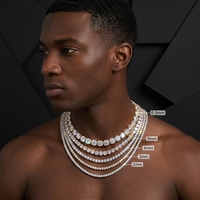 Chaîne Tennis Hip Hop Moissanite 2mm S925 en Or Blanc, Collier Unisexe pour Hommes et Femmes, Bijoux Fins, Collier Unisexe Entièrement Sertie de Moissanite