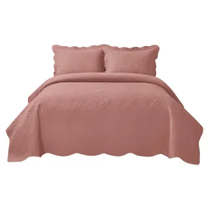 Chất lượng cao bedspread coverlets thêu chần Trải Giường Màu rắn Comforter Bộ giường sang trọng