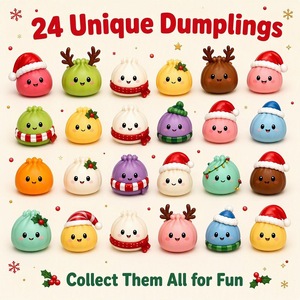 Calendrier de l'Avent de Noël 24 Jours de Surprise, Boîte Mystère Compte à Rebours en Forme de Dumpling Moelleux, Jouets Anti-Stress à Presser pour Enfants - Product Image 2