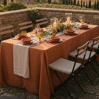 Nappe de table hôtelière double épaisseur à bords bruts 25-30cm pour mariages et banquets, vente en gros, logo personnalisé, fournisseur OEM ODM