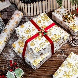 Yarcony Christmas Wrapping Paper 46.8 Sq Ft Roll Gold Snowflakes Gift <b>Wrap</b> Recyclable Double Side - Product Image 6