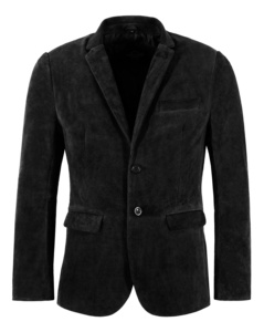 Custom 100% Genuine Black Cow Suede <b>Leather</b> Men’s <b>Blazer</b> Fashion Fit Private Label OEM Bulk Wholesale Trend Suede Style - Product Image 1